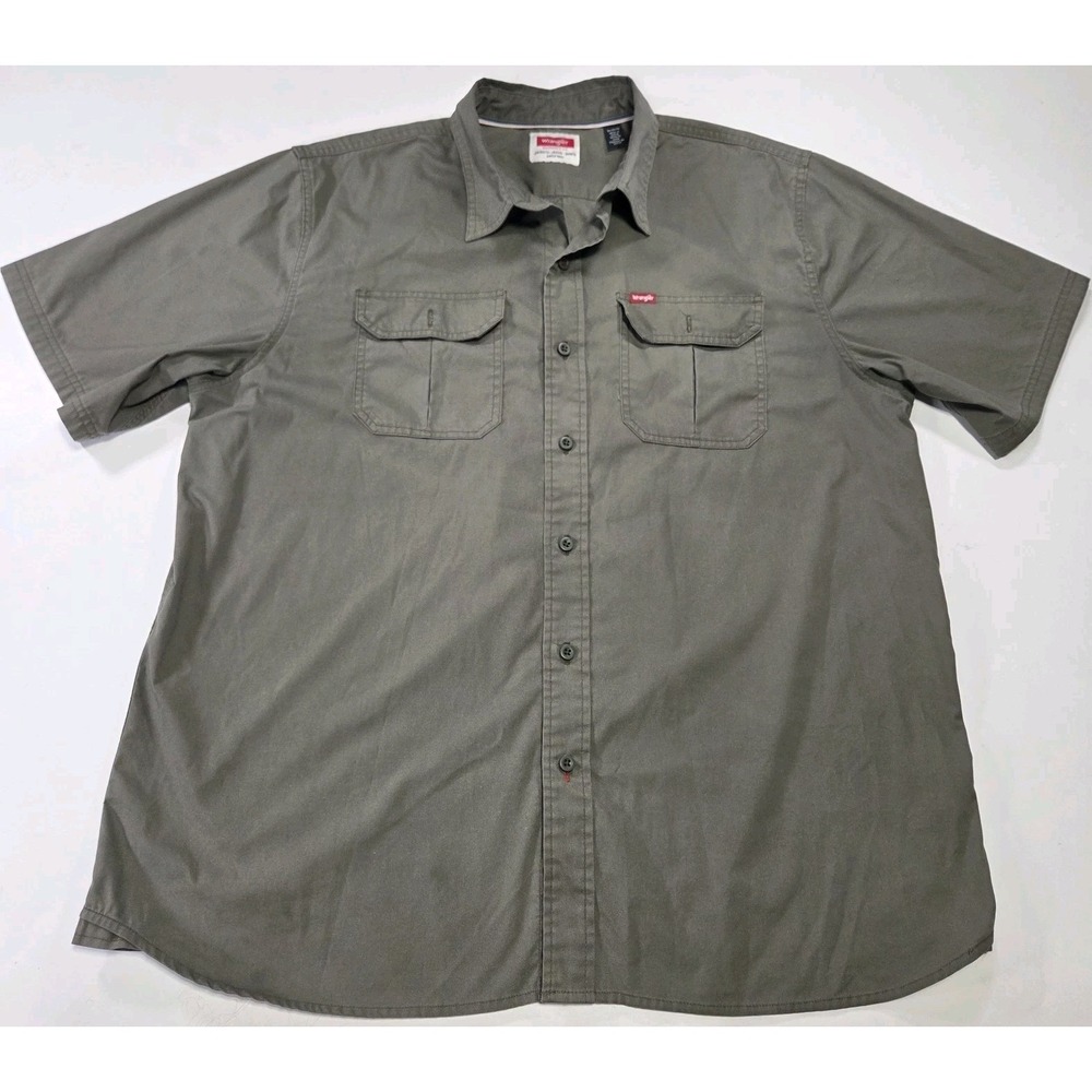 Wrangler Men's Short Sleeve Shirt Button Up Green Size XL